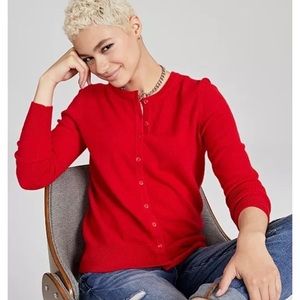Women's long Sleeve Button Down Sweater Cardigan, Red